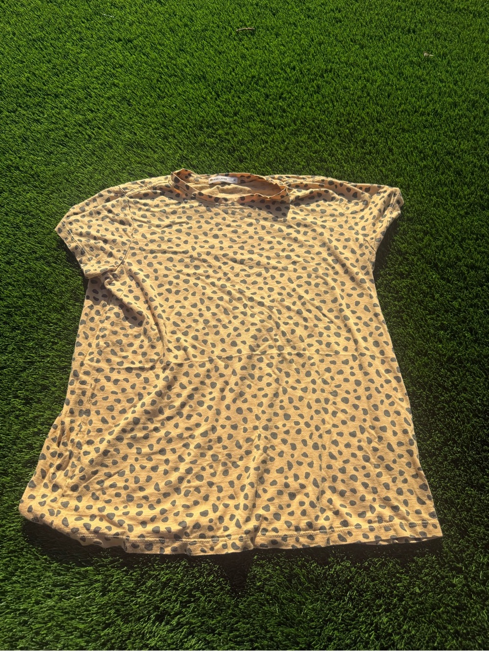 Marine Layer mustard yellow cheetah spot print t shirt